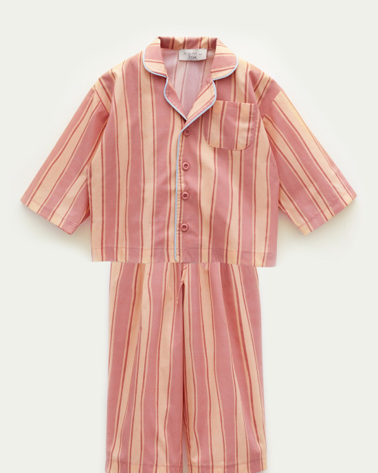 Çizgili Pijama Takımı Pembe Çizgili Pijama Takımı Pembe