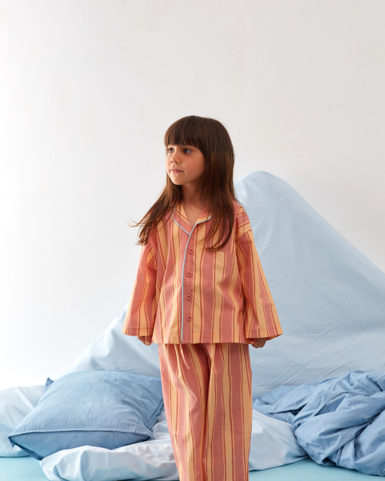 Çizgili Pijama Takımı Pembe Çizgili Pijama Takımı Pembe
