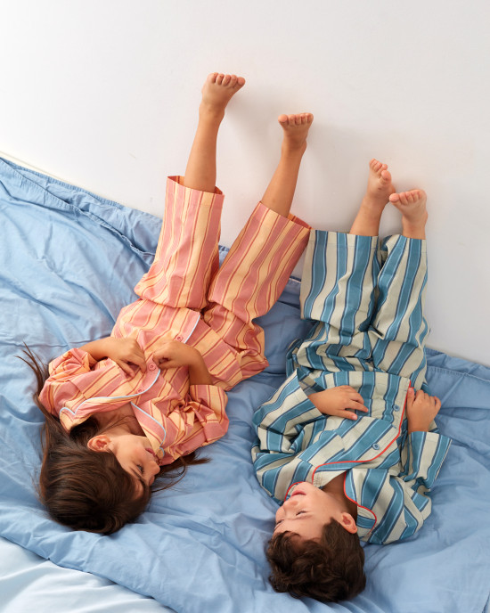 Çizgili Pijama Takımı Mavi